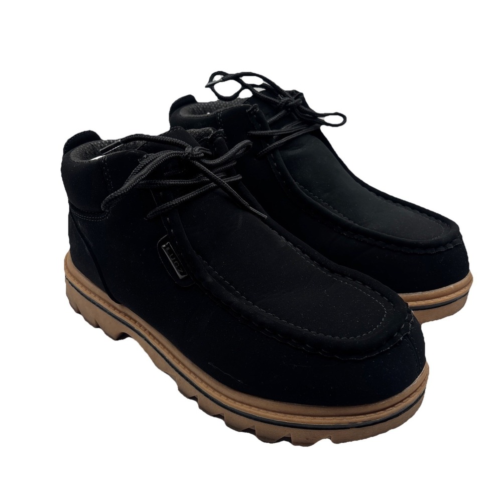 LUGZ Mens Sz 9.5 Fringe Chukka Deep Black Ankle Boots Thick Tread City Preppy